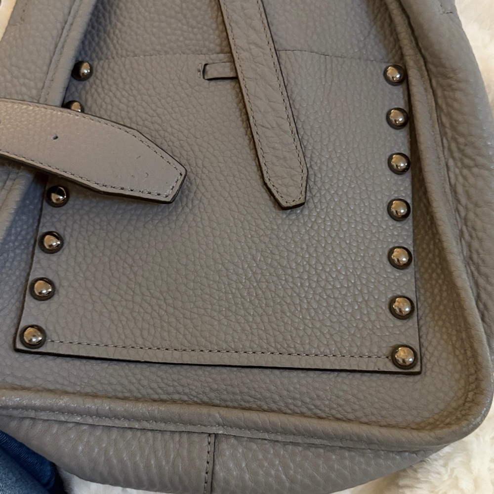 Rebecca Minkoff gray leather crossbody satchel with silver studs - Picture 8 of 8